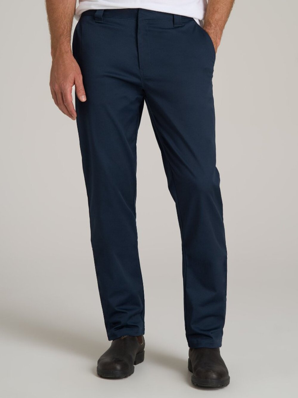 American Tall LJ&S Stretch Twill STRAIGHT-LEG Work Pants for Tall Men in Marine